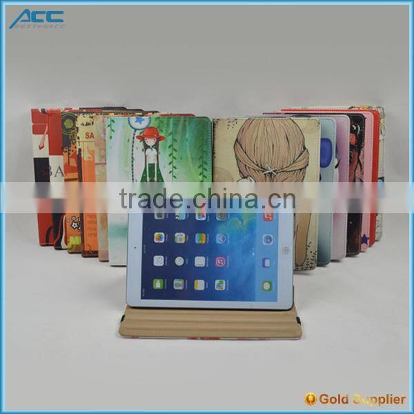 For iPad 6, customized PU flip tablet case with printing color for iPad 6