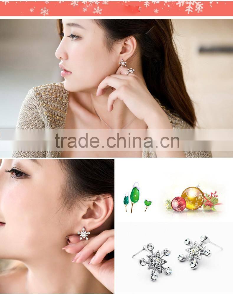 European and American fashion hot style Austrian crystal snowflake silver jewelry set 925