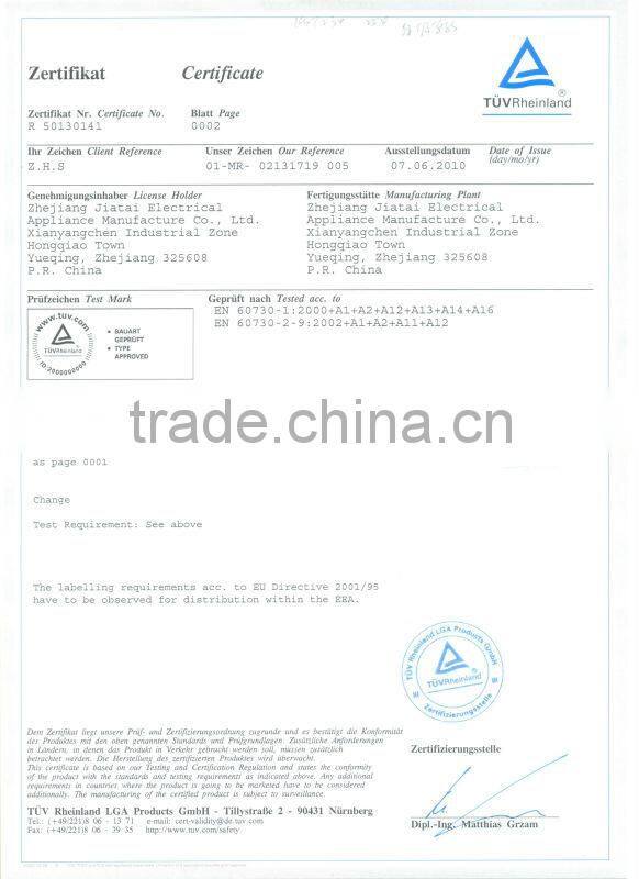 JIATAI Adjustable bimetallic thermostat for deep fryer