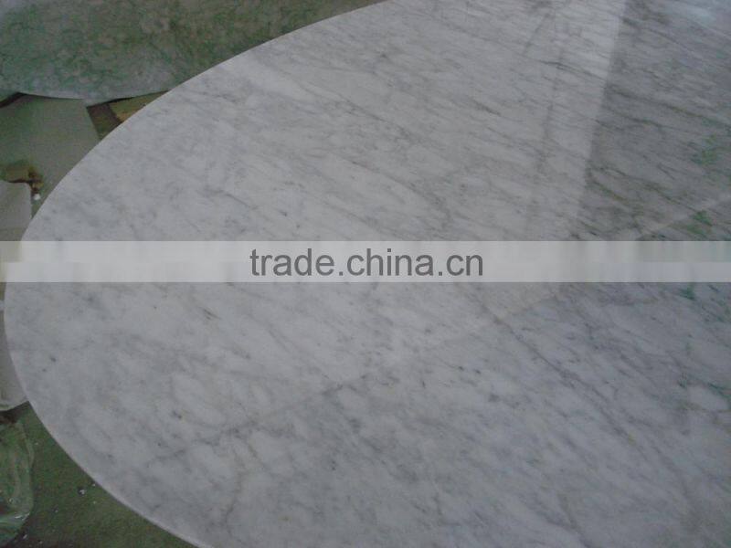 modern fiberglass base and white marble top oval tulip table