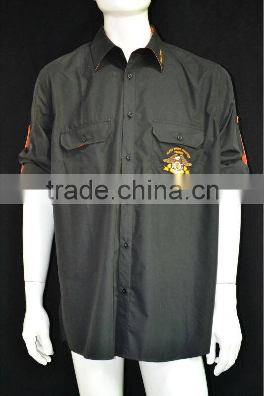 Silk decorate collar and cuff printed business man shirt