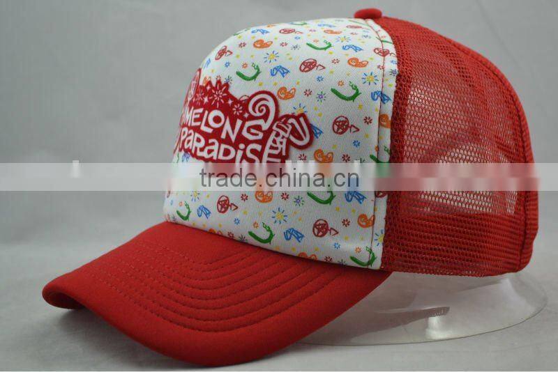 Mesh cap with patch printing