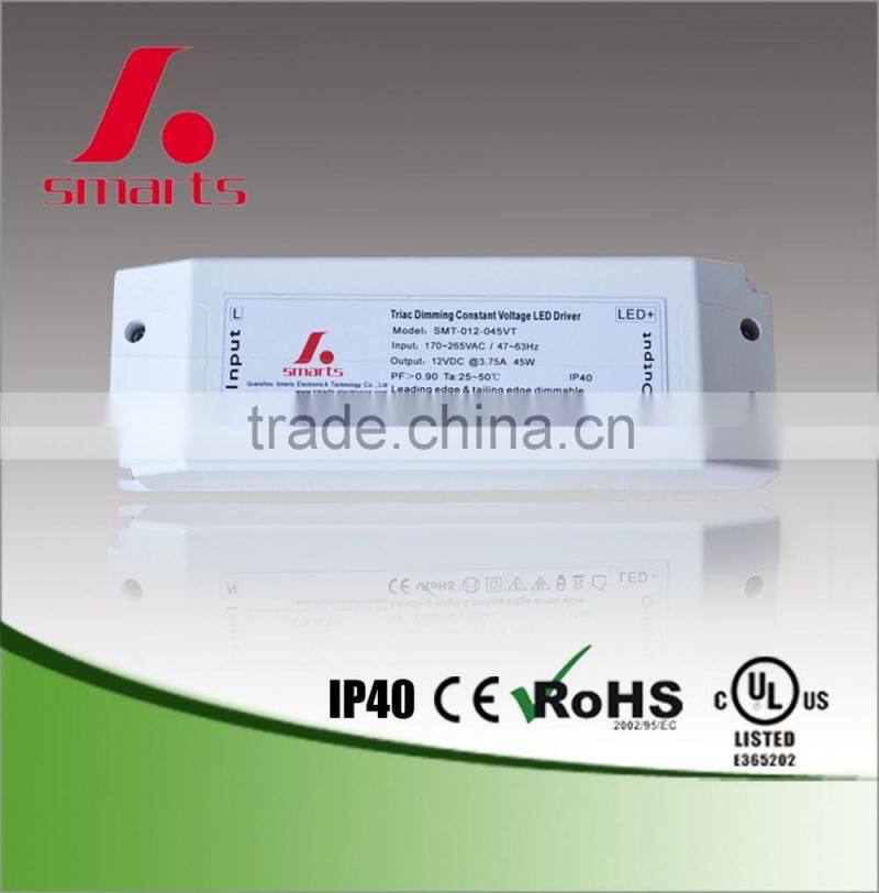 ce ul 12v 45w triac dimmable power supply led srtip dimming driver