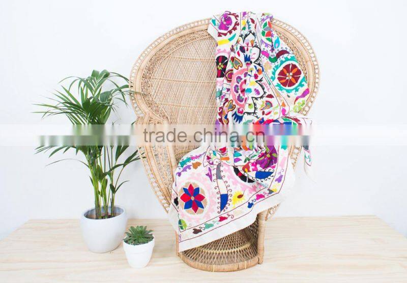 Handmade Suzani Throw Indian Suzani Wall Hanging Uzbek Twin Suzani Bed Cover Suzani Wall Art Tapestry