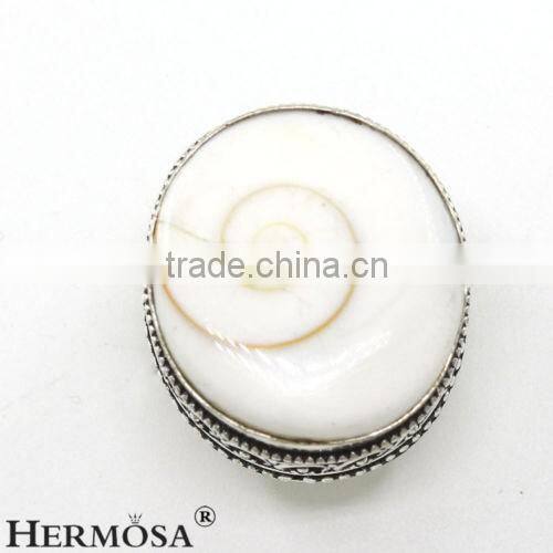 Free Shipping Origin Perfect White Shiva Shell 925 Sterling Silver Gemstone Men Rings