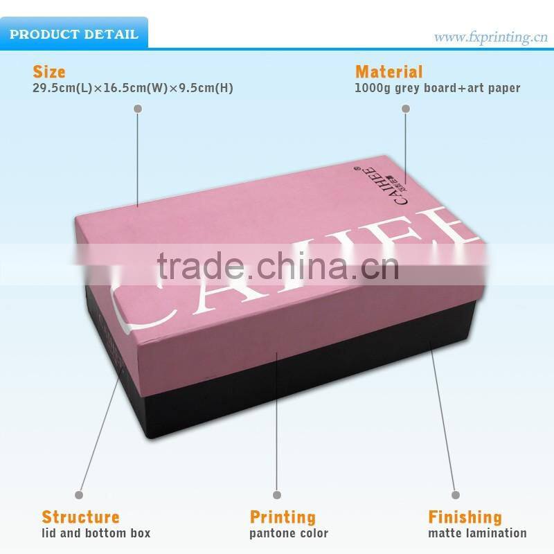 wholesale customized lid and plain printed cardboard Shoe boxes
