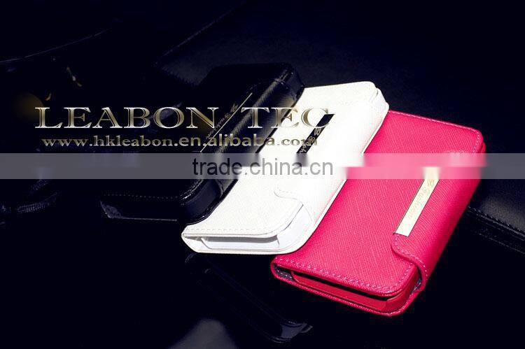 Card holder High quality wallet case cross pattern real cow leather case for Iphone 4 4S