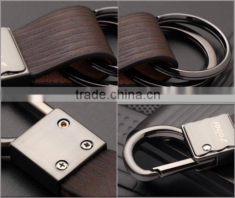 D Shape Hanger Multi Rings Leather Key chains