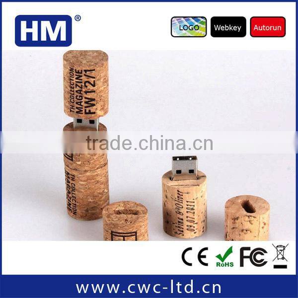 Popular round shape cork USB 2GB4GB8GB16GB FCC/ROHS/CE wooden USB stick Custom Solution print/laser engraving LOGO