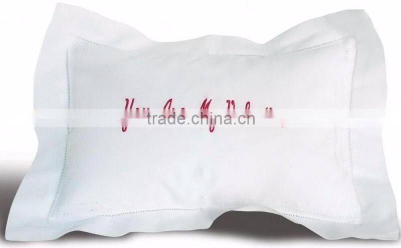 Embroiered message cotton pillow cover