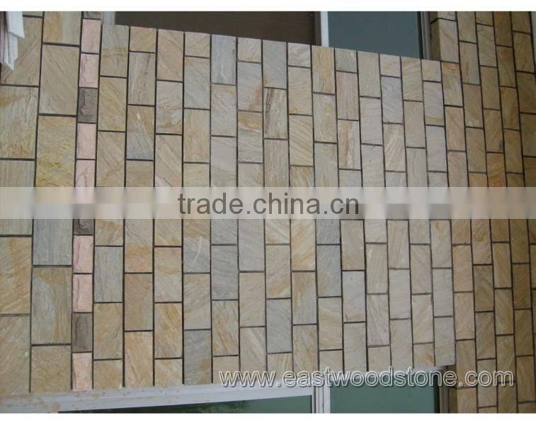 natural golden quartzite mosaic tiles