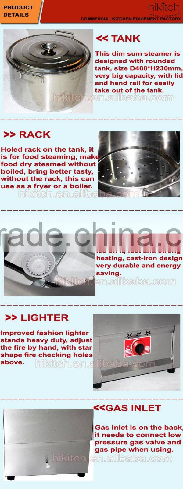 Stainless steel commercial LPG gas food boiler soup tureen rice bowl steamer