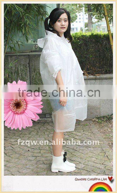 fashionable long raincoat pvc rain poncho