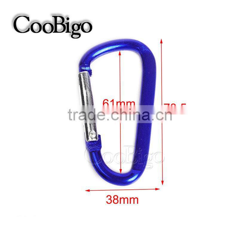 Multi-Color Aluminum Spring Flat Carabiner Snap Hook Hanger Keychain Hiking Camping #FLQ189-8C(Mix-s)