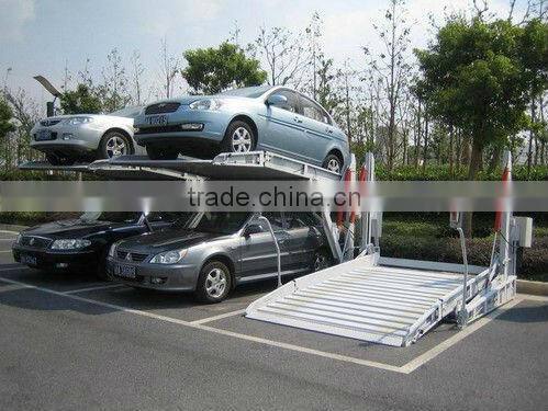 Hydraulic low ceiling tilting car stacking lift