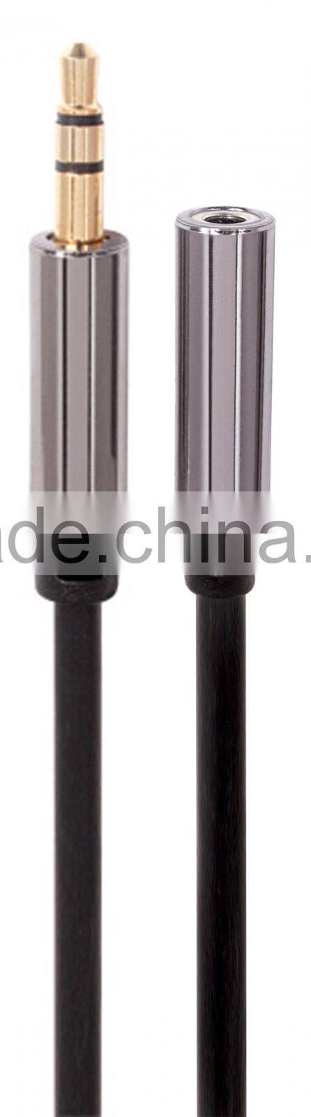 Male to Female 3.5mm aux cable gold plated for earphone noodle aux cable