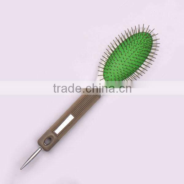 Plastic cushion hair brush with steel pins