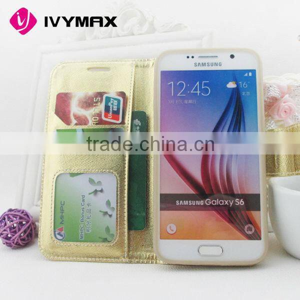 Classic Leather Wallet Case for Samsung Galaxy S6 Flip Case