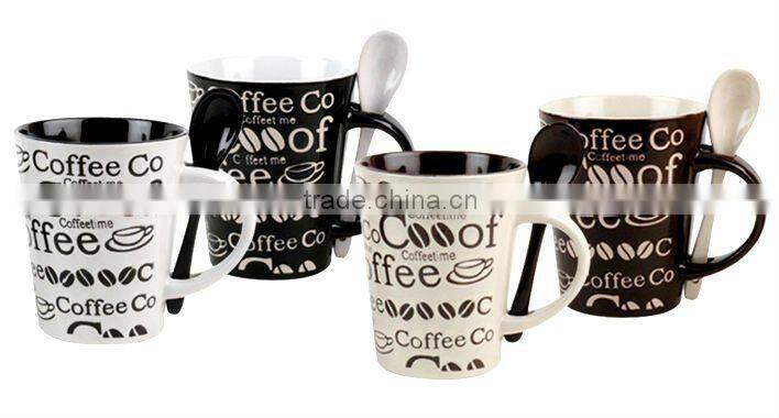 12oz ceramic coffee mug with spoon