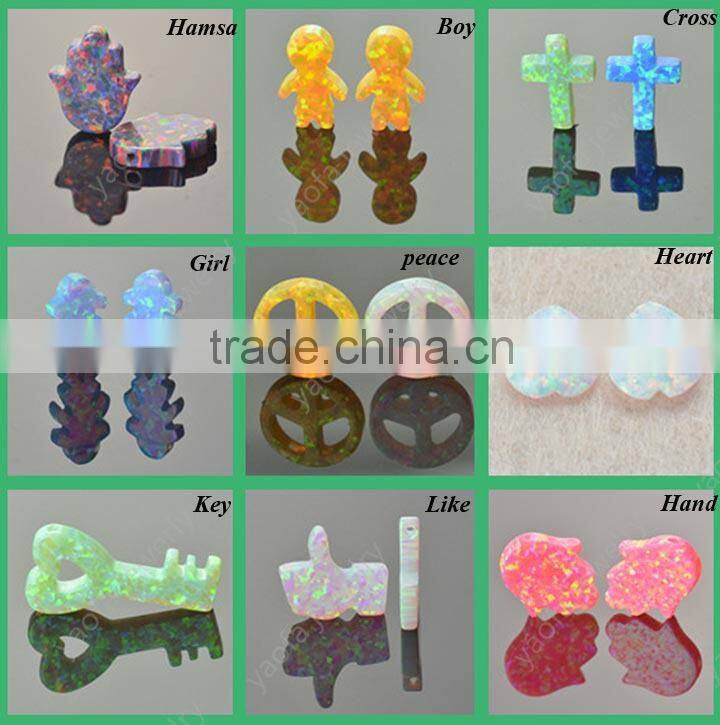 925 silver chains OP36 blue green synthetic opal gems opal boy shape pendants