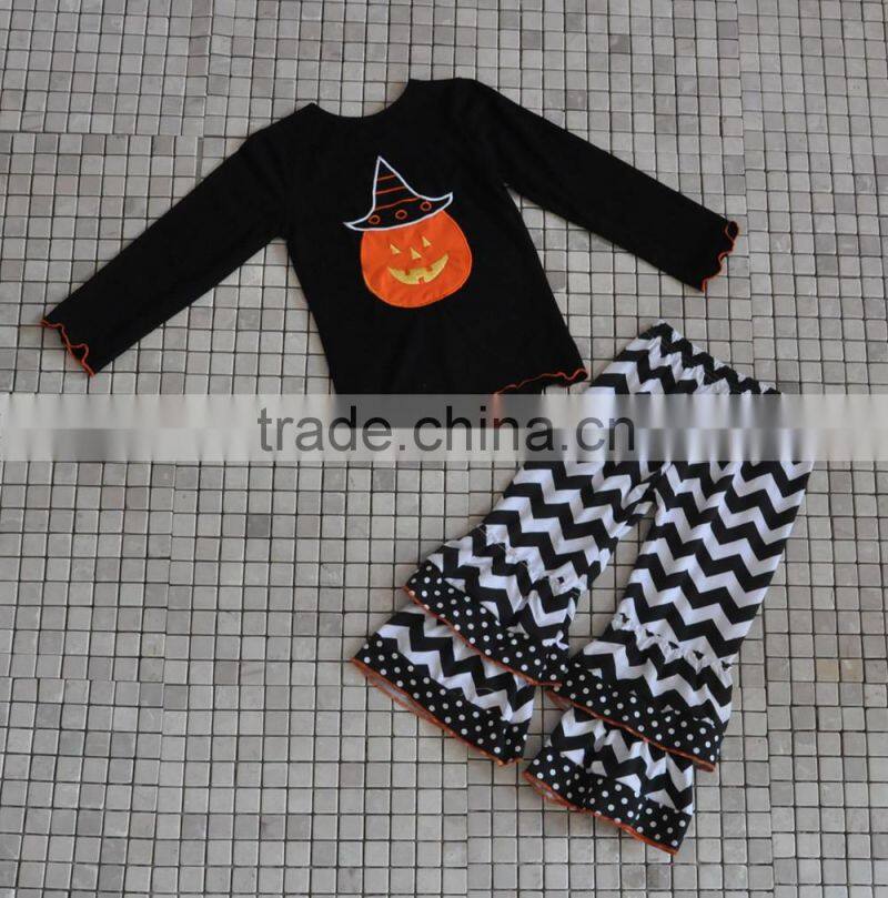 2016 latest design infant floral pumpkin cat halloween clothing