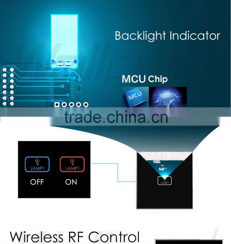 BS CE Approved Wallpad Gold Temepred Glass Switch Remote 1 Gang Wireless Electric Touch Screen Sensor Smart Home Switch Panel
