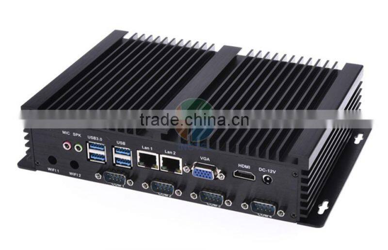 Intel Celeron C1037U 1.8Ghz CPU auto boot USB 3.0 Dual Gigabit Lan 4 COM HD 8G RAM Only Fanless desktop computer industrial