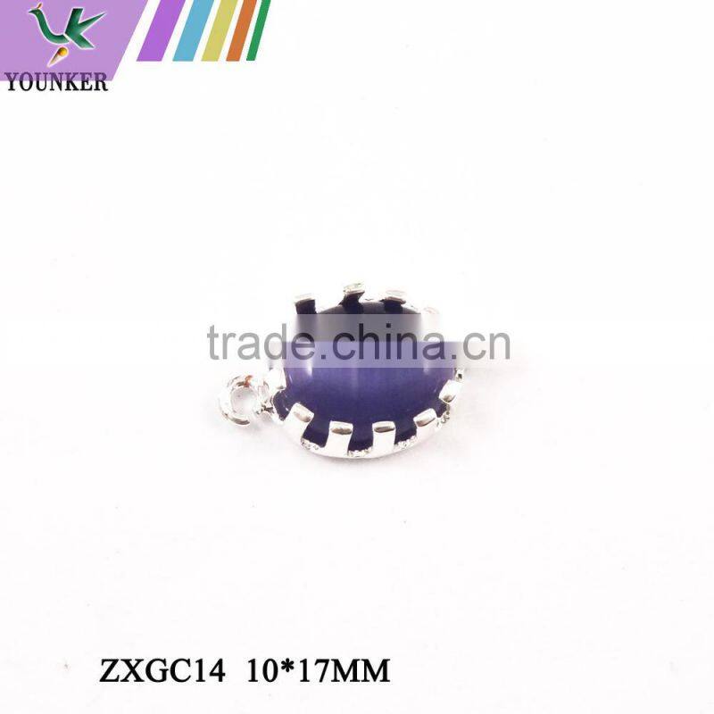 2016 New Design Hot Sale Zircon Faceted Pendant Glass Gold & Silver Bezel Paw Setting gemstone Connectors for Jewelry Making.