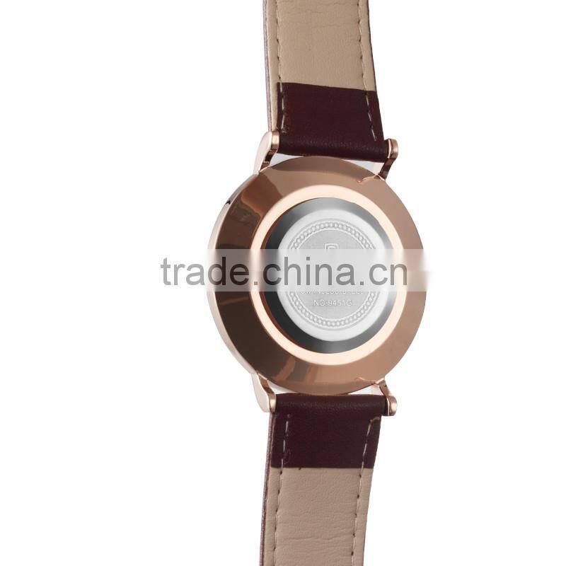 SKONE 9451 Vogue rose gold men watch manufacturer leather watch men 2016