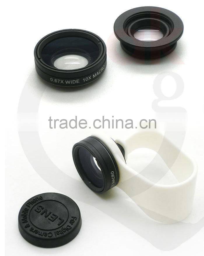 2014 newest Universal mobile phone clip-on lens macro+0.65x wide angle lens for gift accept OEM Shenzhen factory