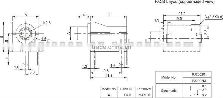 stereo jack Audio jack pcb mount PJ20020