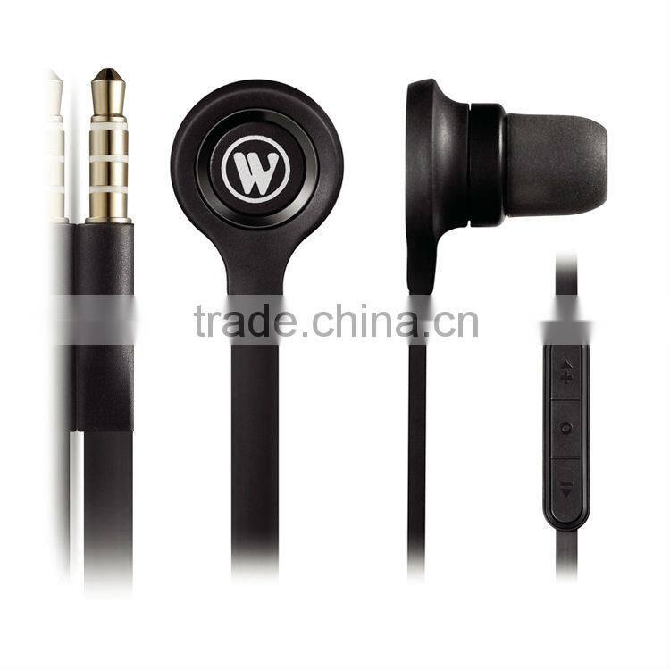 Hot sale flat cable in-ear earphone With Volume Remote