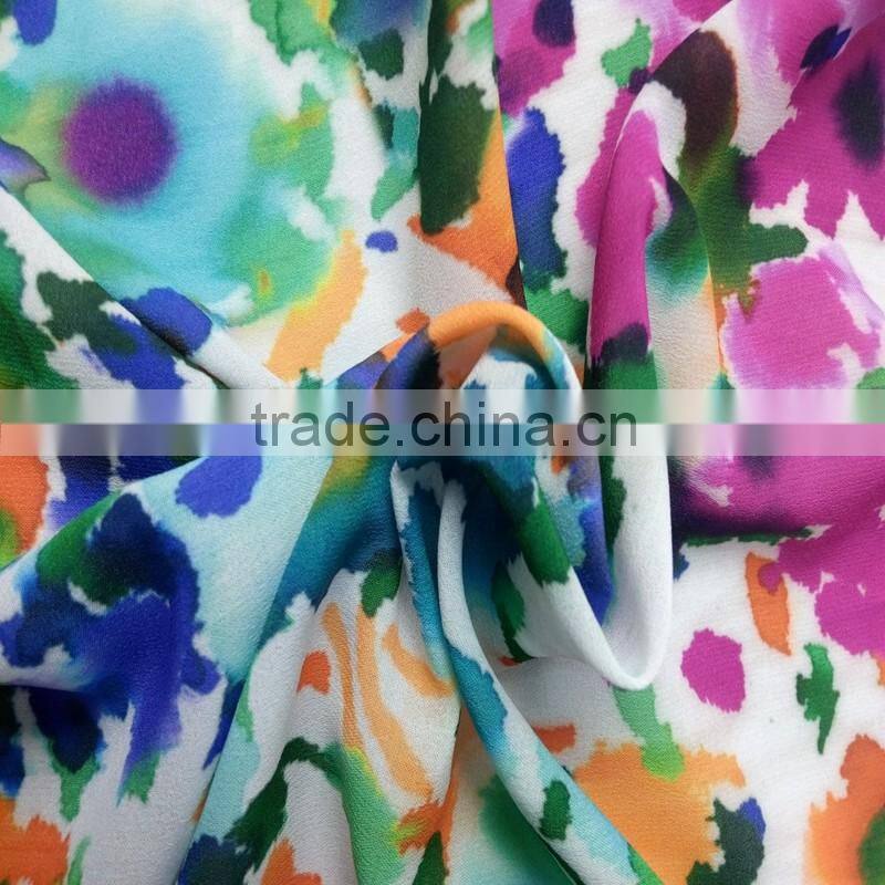 75D Polyester Plain Print chiffon Soft fabric yard wholesale For Cloth