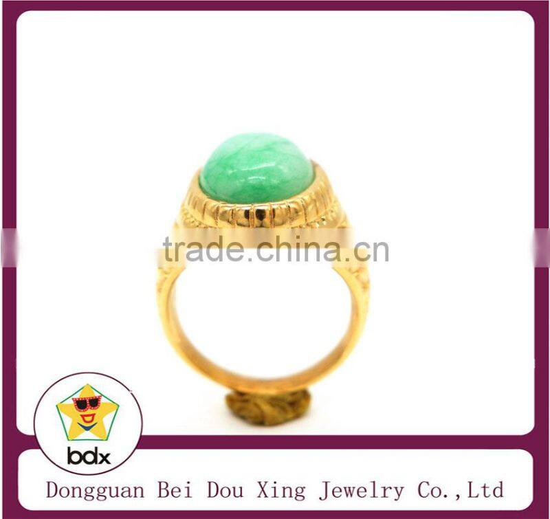 18k new products 2015 charm green crystal stone stainless steel rings