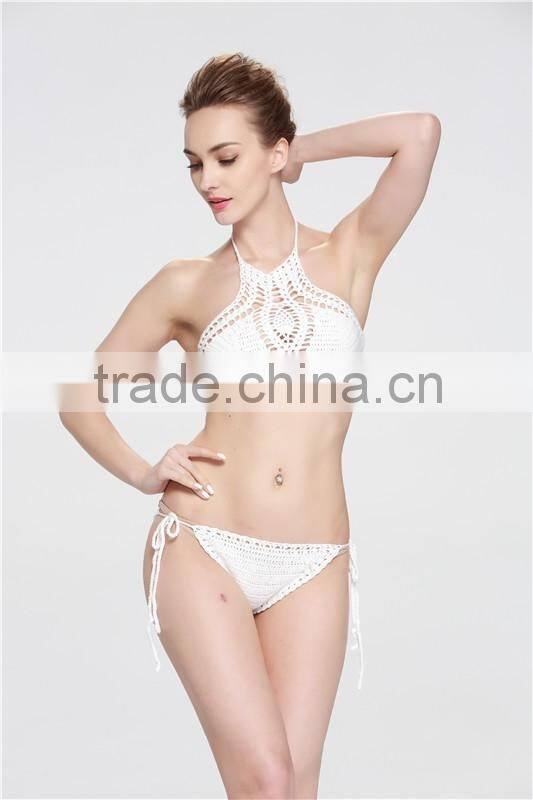 Hot sale good quality handmade crochet braided bikini swimwear for young gril