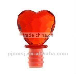 crystal red heart shaped wine stopper for decoration CS-005