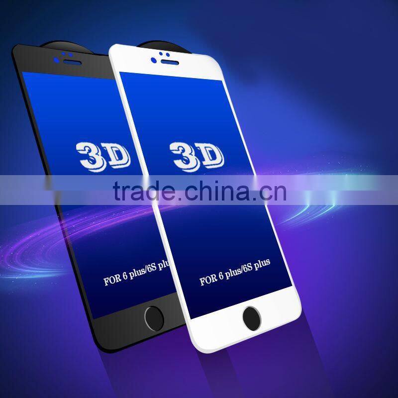 3D full cover silk print white tempered glass screen protector for iPhone 7