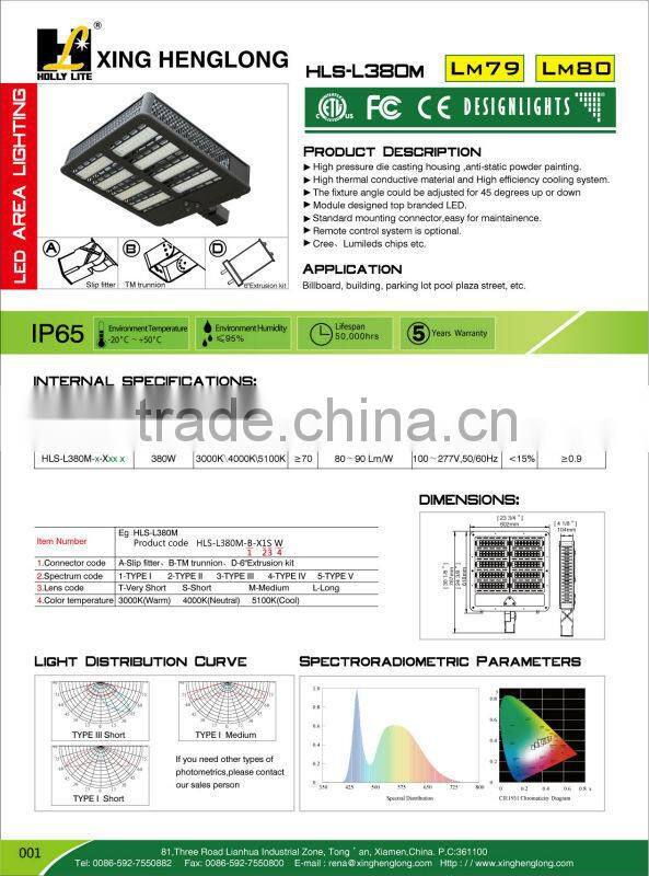 1000W Metal halide lamp equivalent LED shoe box light with DLC listed