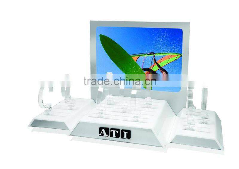 Hongkong Supplier bracelet shape hand made watch 3D logo stand acrylic watch display