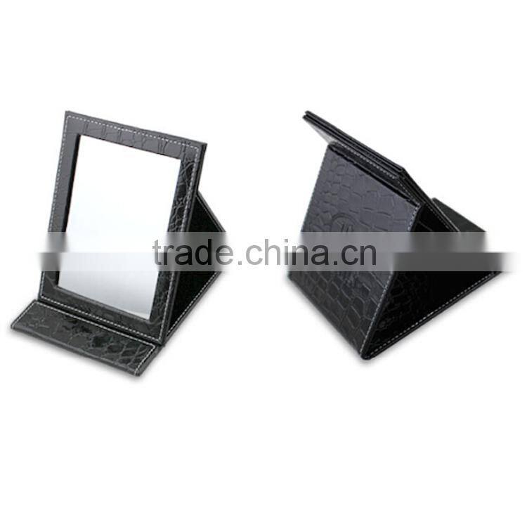 Black portable makeup mirror
