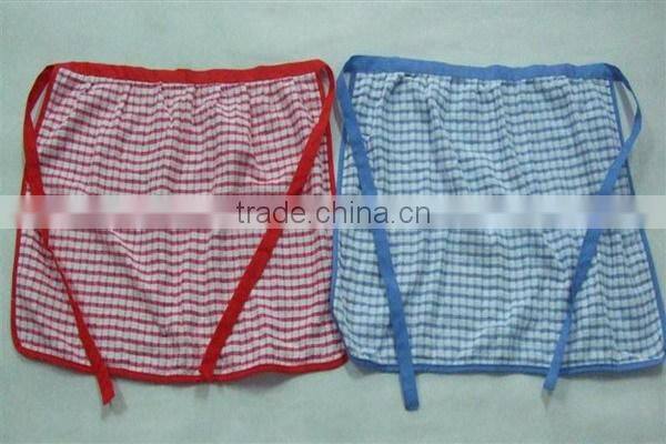 new design velour half waist yarn dye jacquard apron check apron for cooking