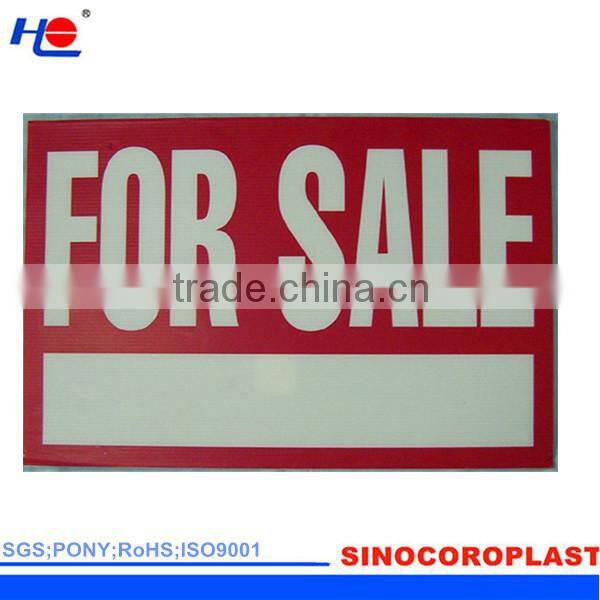 plastic stronger corona treated polypropylene fluted rigid signboard