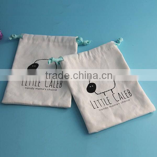 Promotion Custom Logo Jewelry Small White Drawstring Cotton Pouch