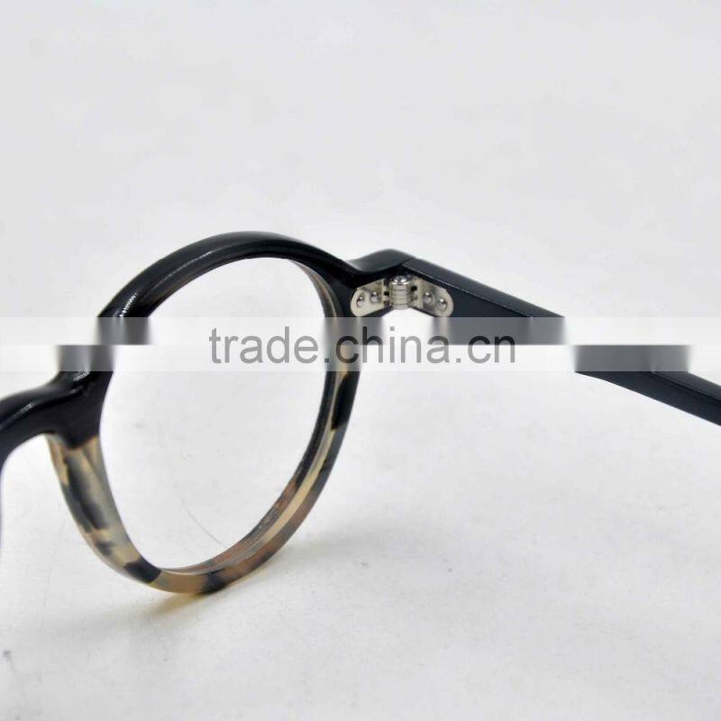 classical circle horn rimmed glasses buffalo horn laminated wooden optical glasses