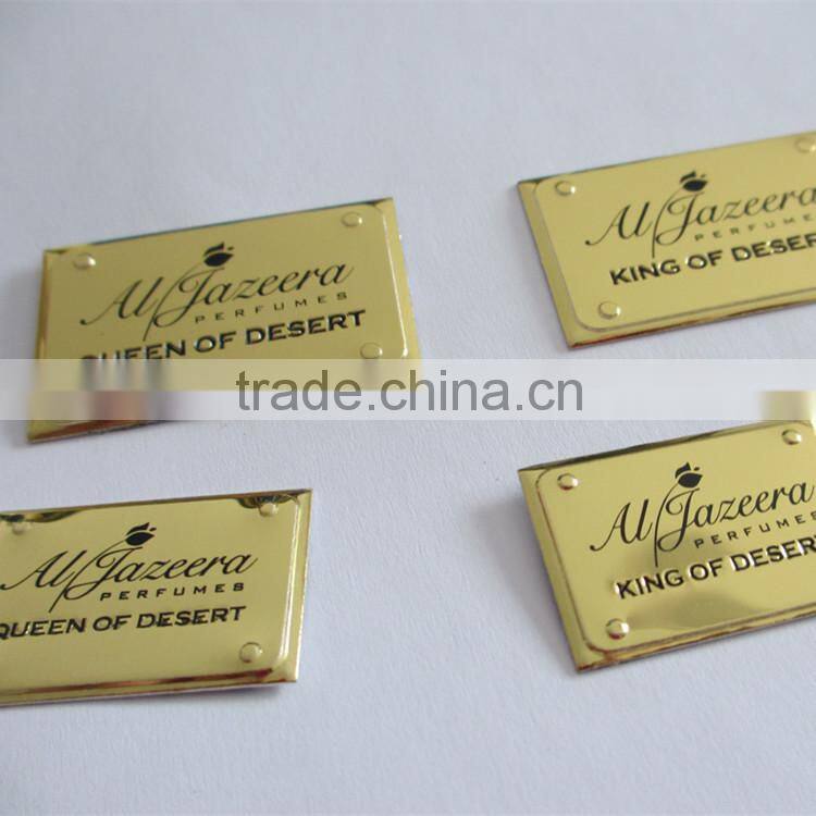 UAE matt gold sandblast perfume bottle label/metal parfum label /metal sticker for UAE fragrance bottle
