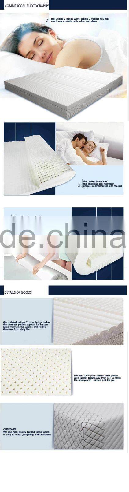 2014 pure natural latex mattress with 7 zone desgn