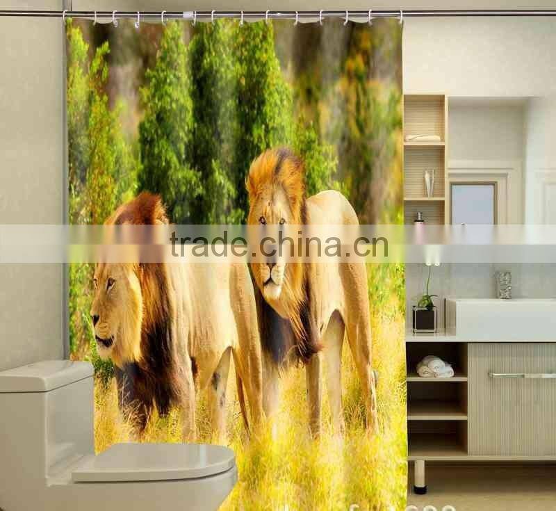 Vivid Photo Printed Lions Shower Curtain