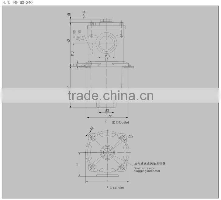 Filter manufacture DFFILTRI RF Series Tank Mounted Return Filter /hydraulic return line filter/return oil filter
