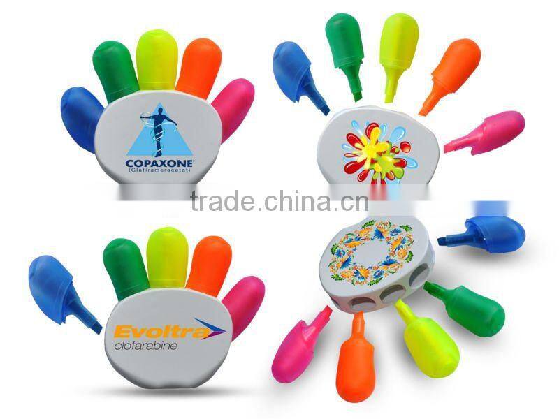 Sonw shape palm shape hot stationery highlighter pens many colors fluorescent marker pen for Children/Highlighter marker