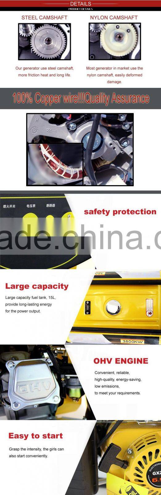 gasoline engine generator 2.8KW 3800 single phase gasoline generator